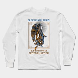 Blockchain Angel - Eliminator of centralisation (white background) Long Sleeve T-Shirt